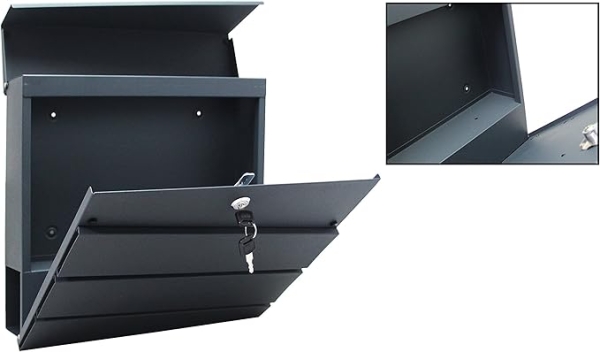 Wandbriefkasten Anthrazit RAL 7016 inkl. Zeitungsfach